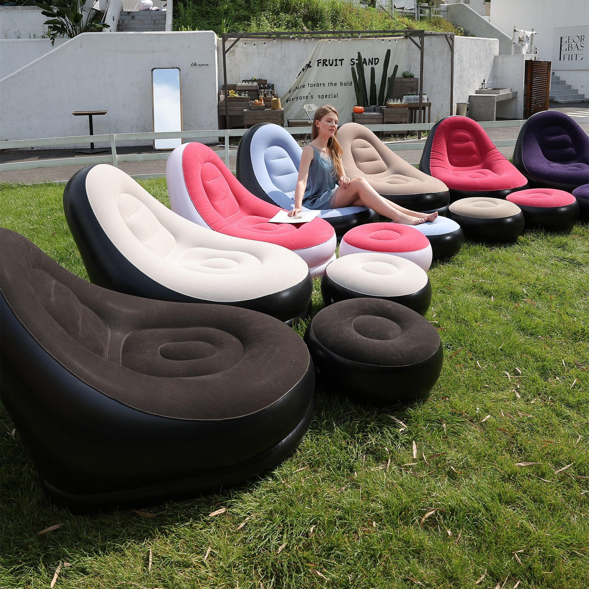 Outdoor Furniture Lounge - Lazy Couch Sofas Inflatable Chair Foldable