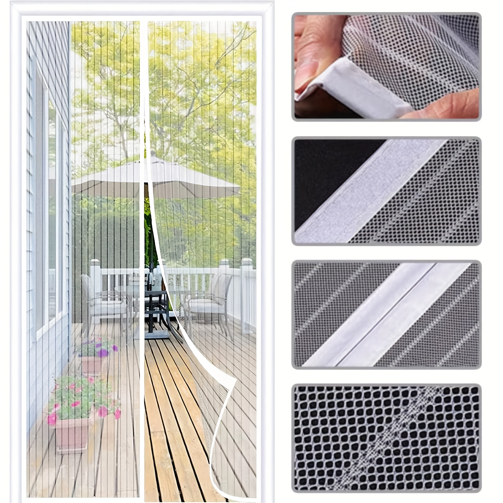 Outdoor Furniture Hay - Auto-Close Magnetic Mosquito Door Curtain, Breathable