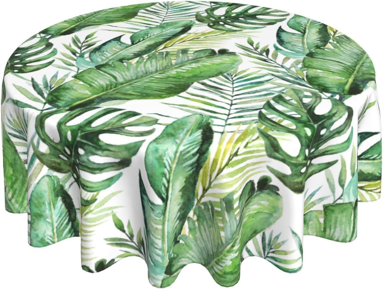 Outdoor Furniture Green - Tropical Palm Leaf Tablecloth Round 60