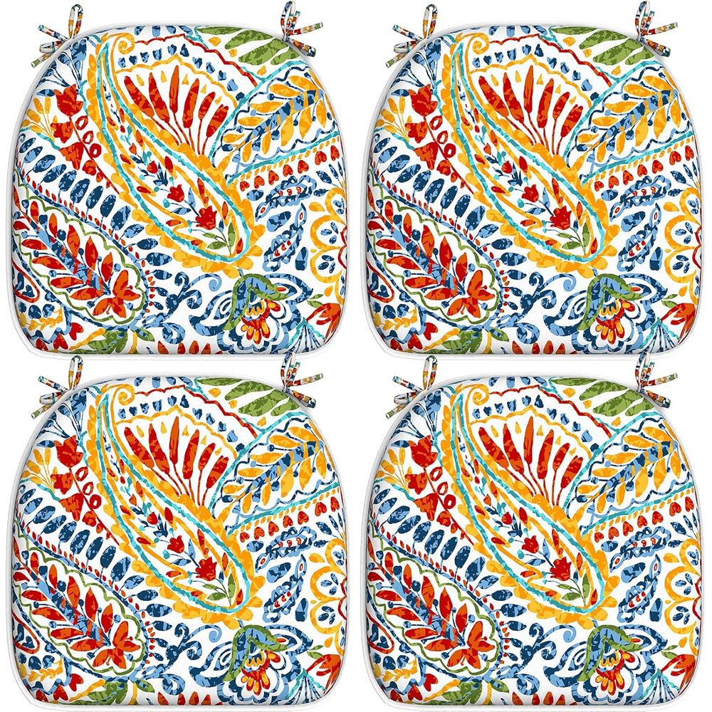 Outdoor Furniture Pads - 4 Pack Paisley Multi Indoor/Outdoor Chair