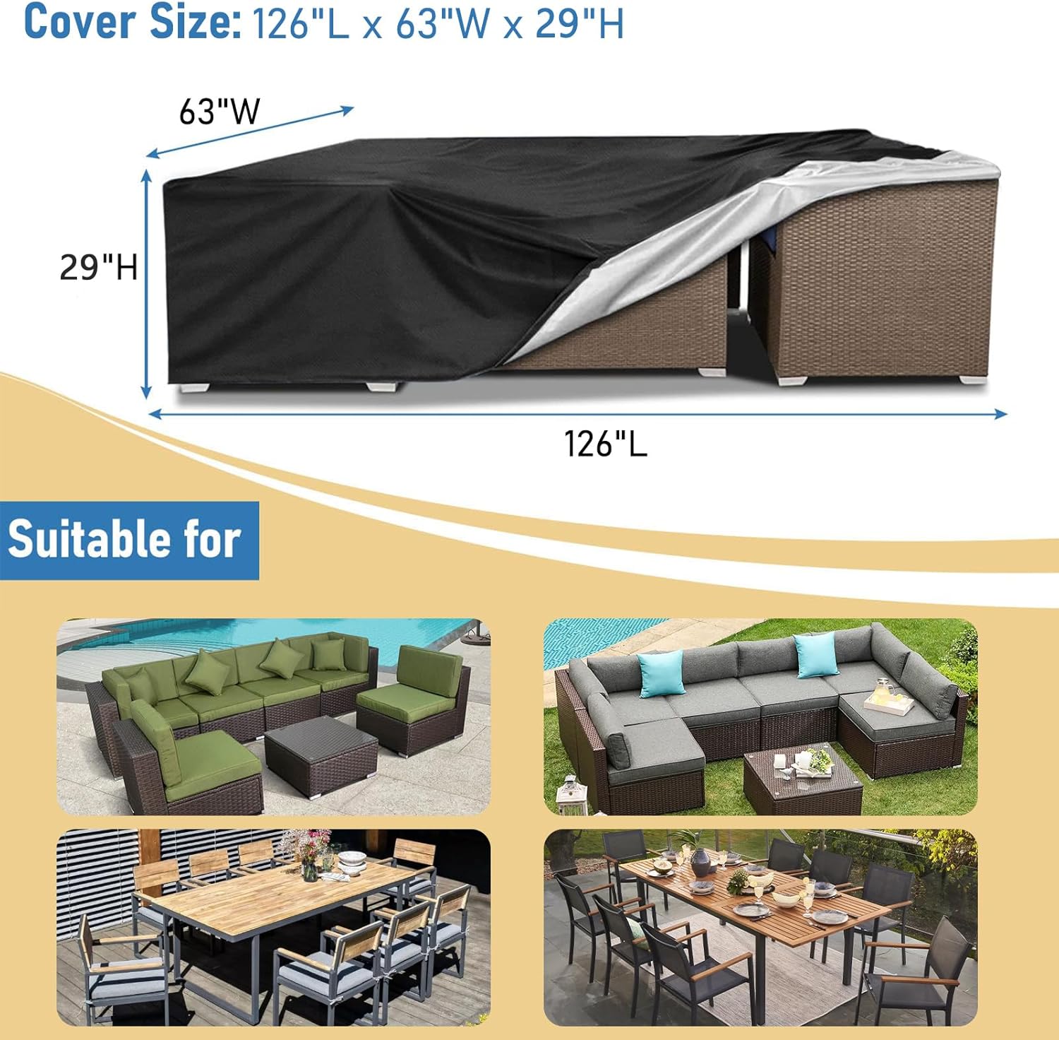 Heavy Duty Waterproof Patio Fu - Outdoor Furniture Cover Waterproof のレビューと価格