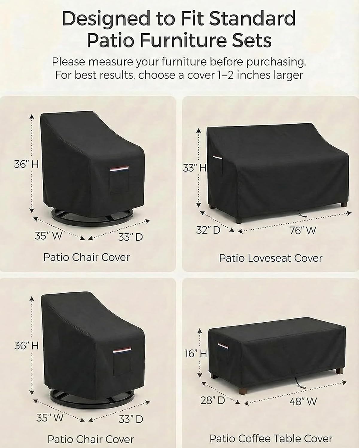 4-Piece Patio Furniture Cover  - Outdoor Furniture Cover Waterproof のレビューと価格