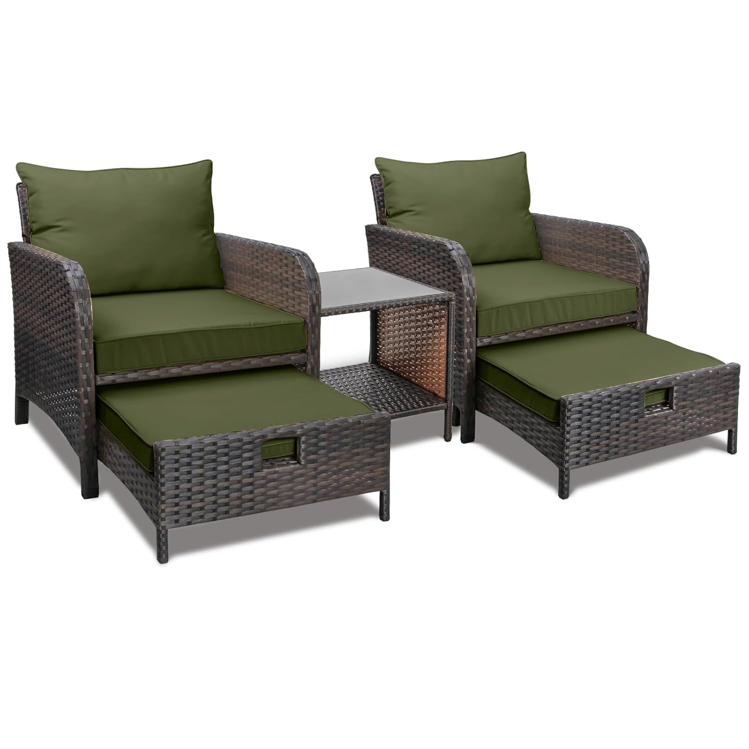 5 Piece PE Rattan Patio Set Ou - Outdoor Furniture Green のレビューと価格