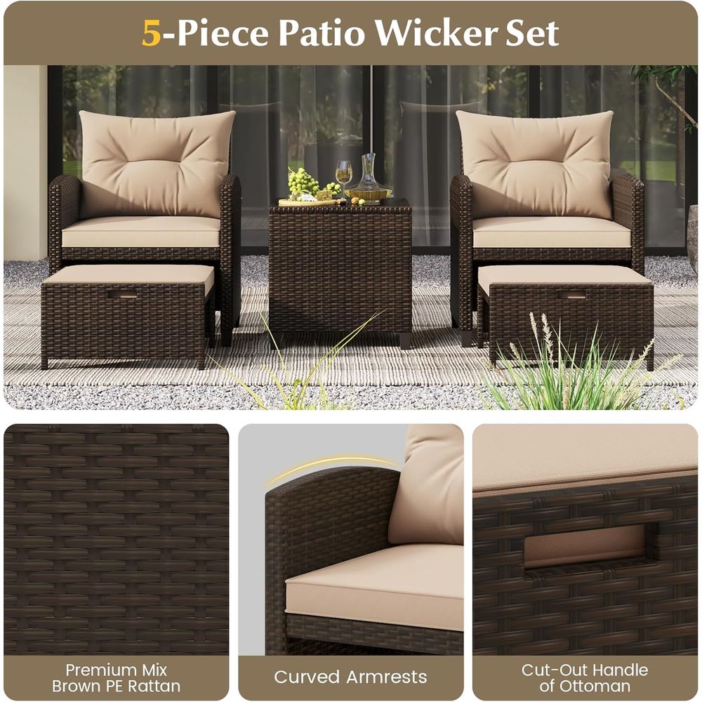 5-Piece Outdoor Patio Furnitur - Outdoor Furniture Lounge のレビューと価格
