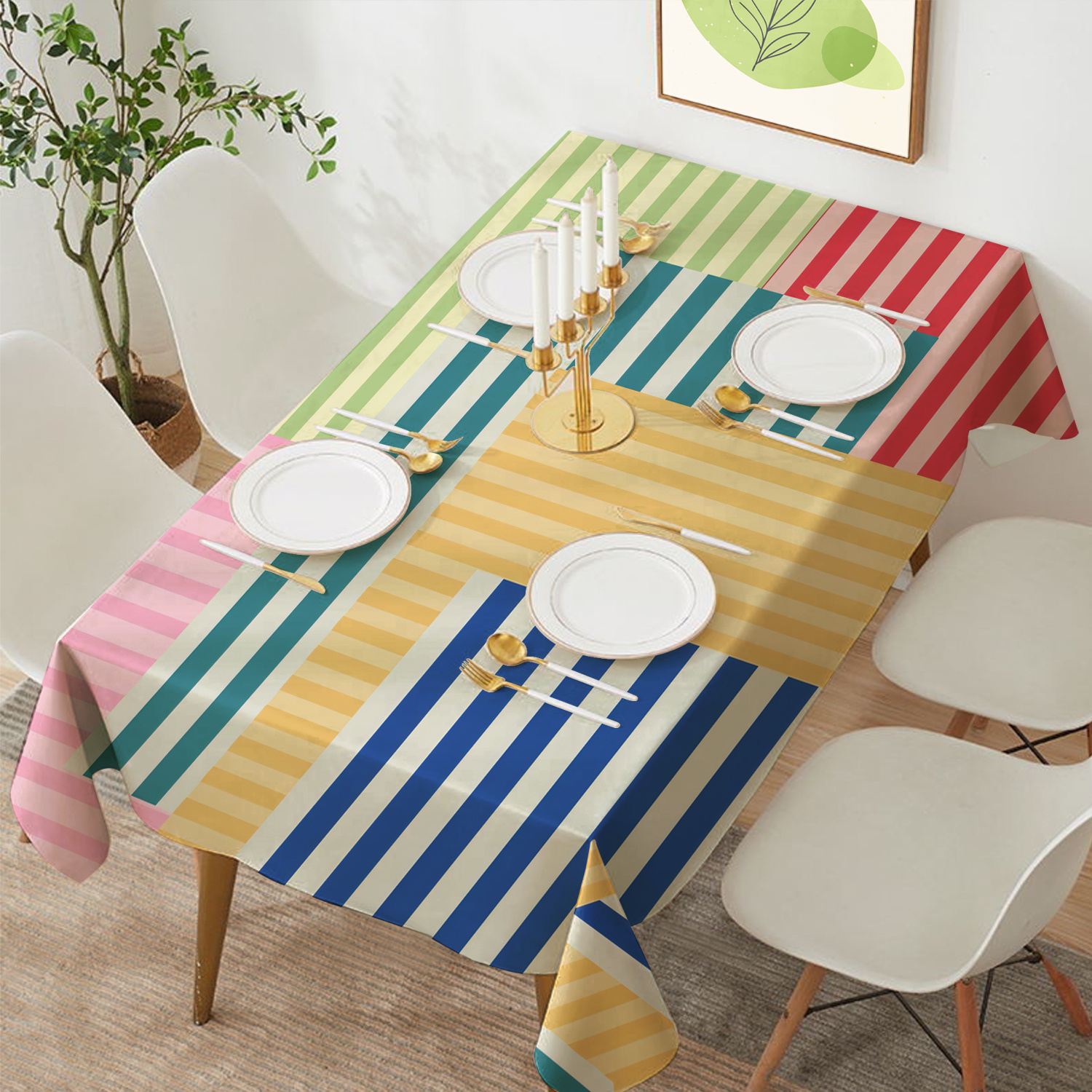 Multicolor Striped Rectangle T - Outdoor Furniture Green のレビューと価格