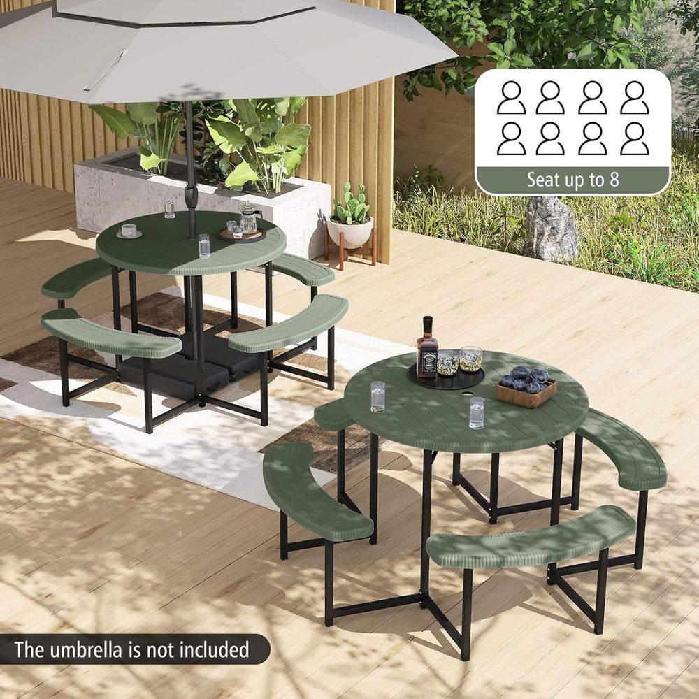 8-Person Round Outdoor Dining  - Outdoor Furniture Green のレビューと価格