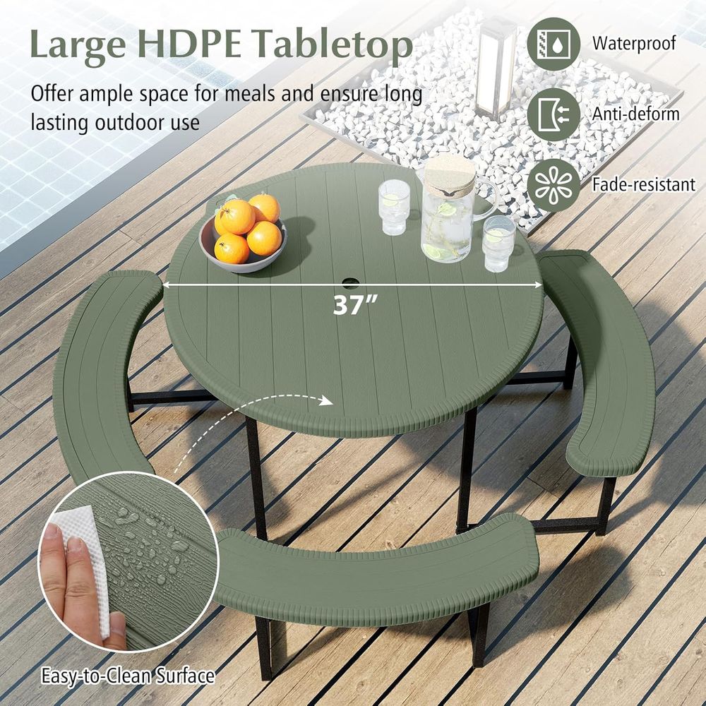 8-Person Round Outdoor Dining  - Outdoor Furniture Green のレビューと価格