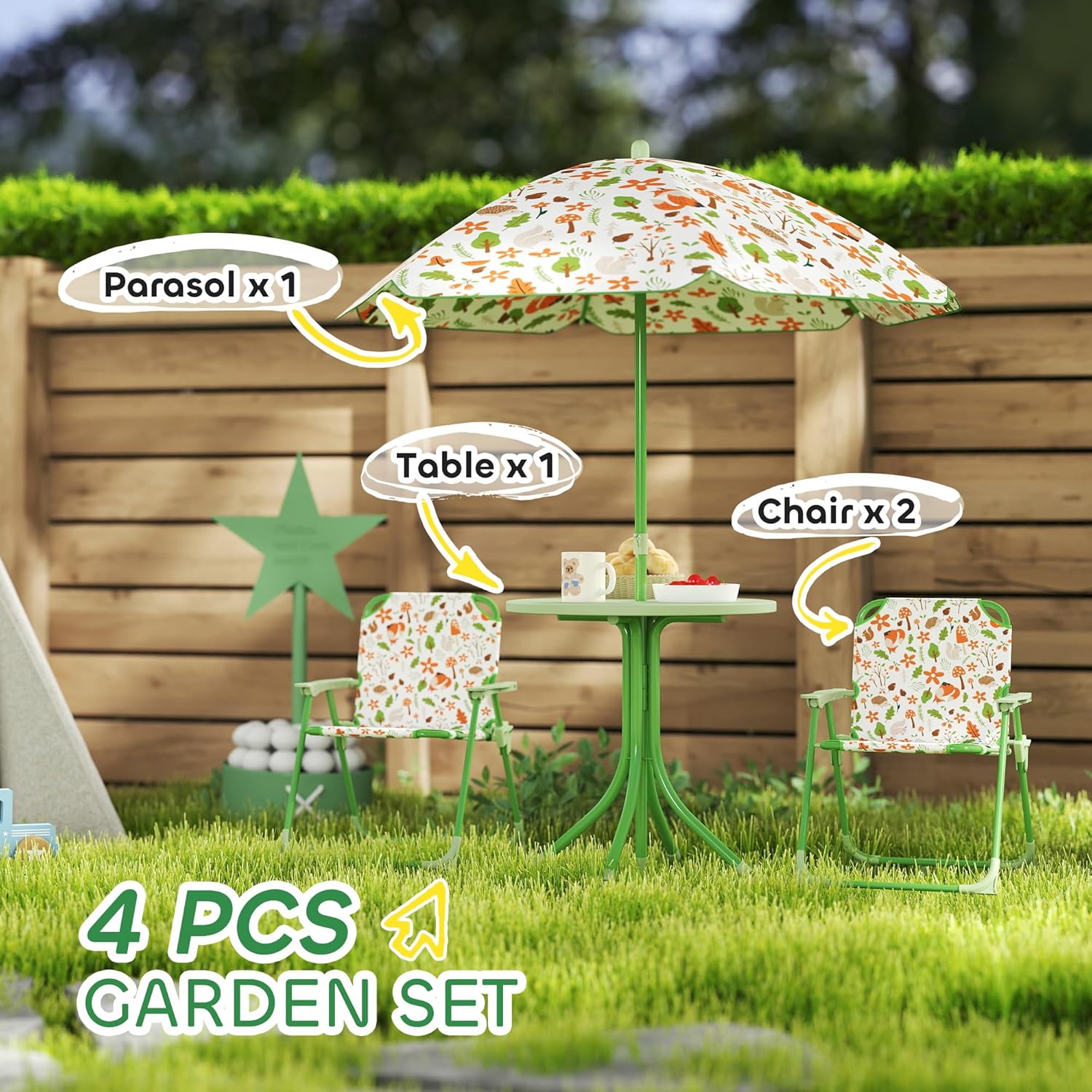 Kids Picnic Table Chair Set Fo - Outdoor Furniture Green のレビューと価格