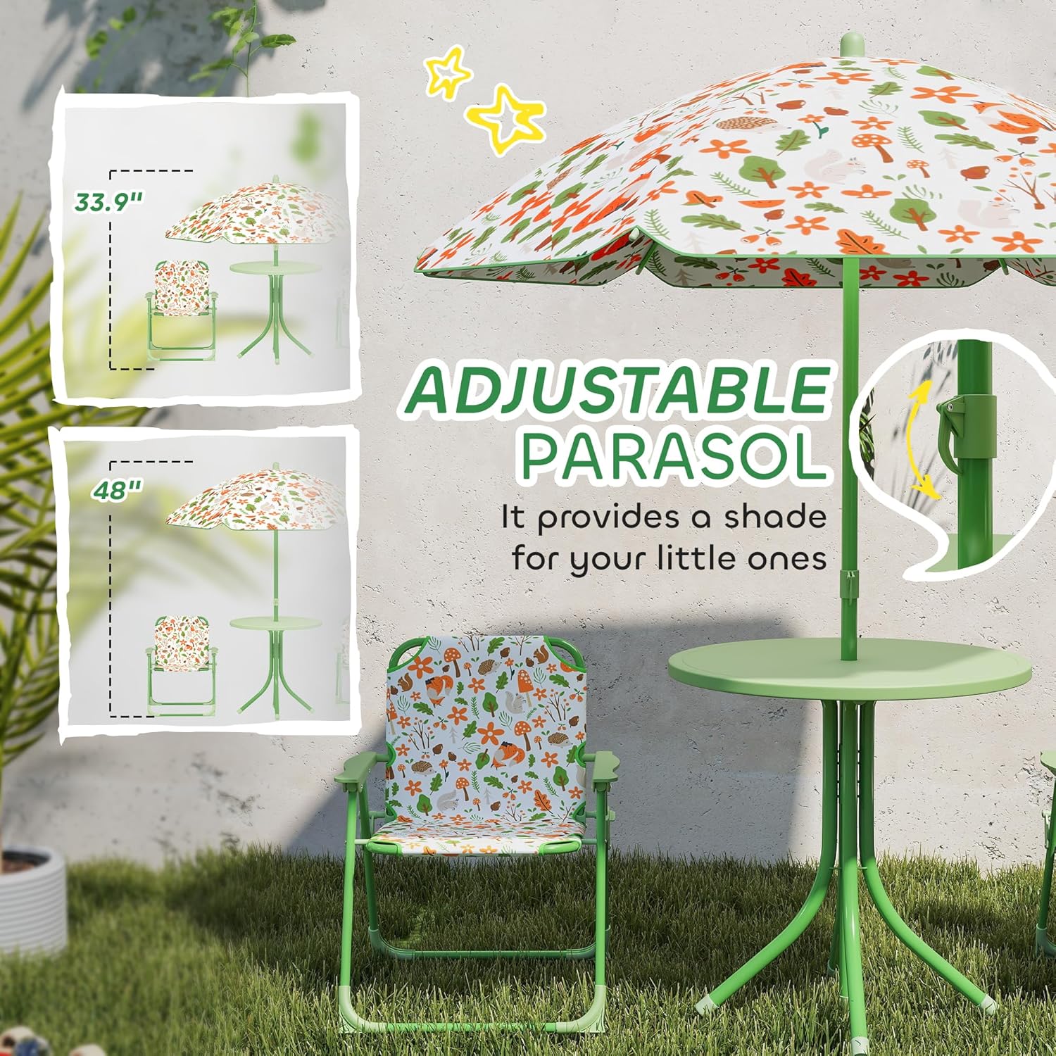 Kids Picnic Table Chair Set Fo - Outdoor Furniture Green のレビューと価格