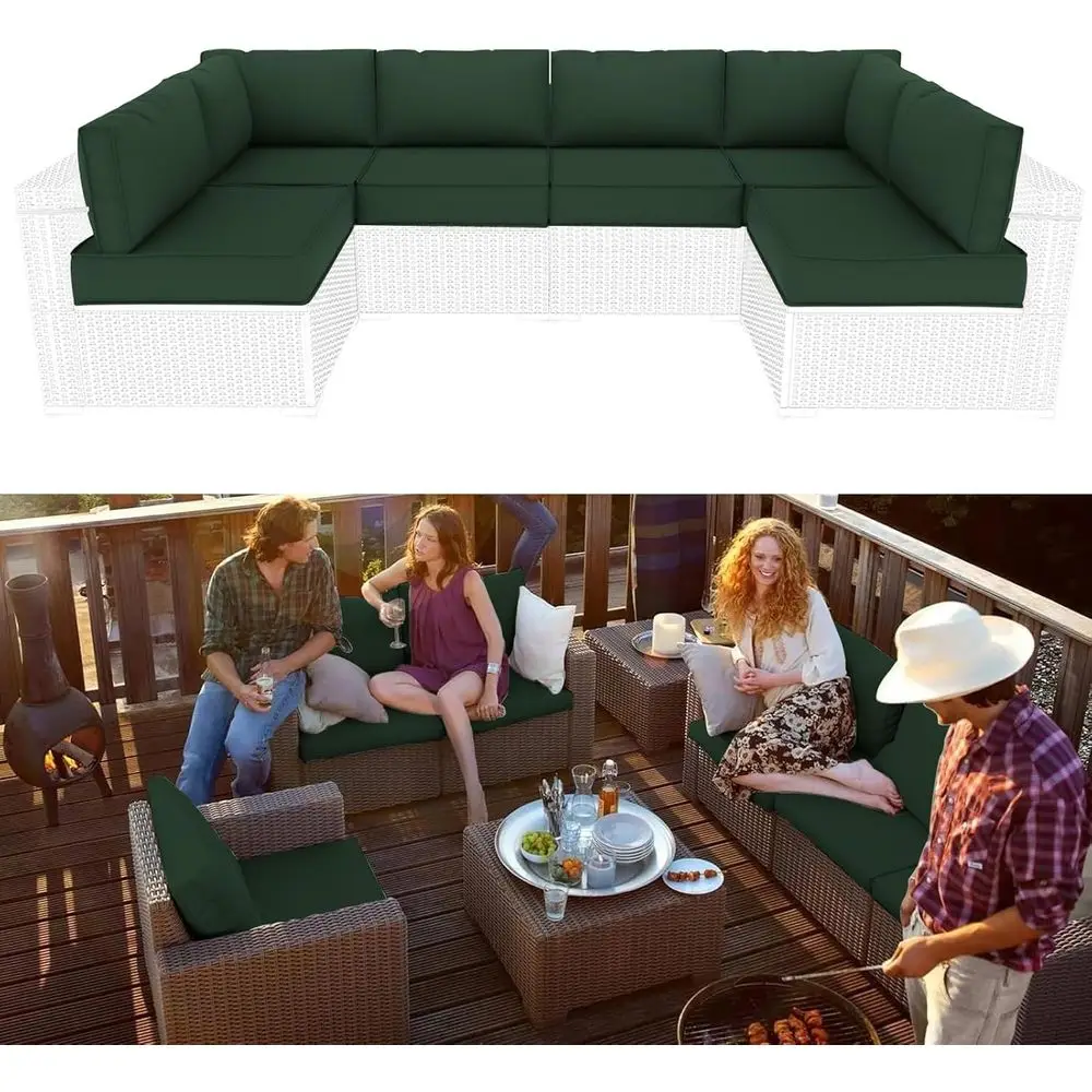14-Piece Outdoor Sectional Cus - Outdoor Furniture Green のレビューと価格