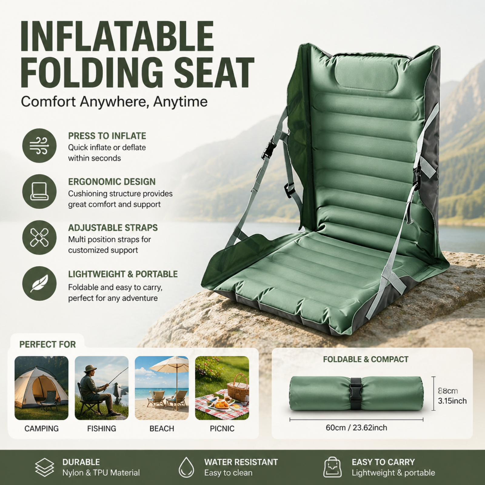 Inflatable Folding Seat Cushio - Outdoor Furniture Pads のレビューと価格