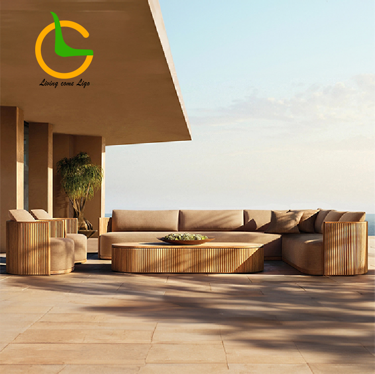 Luxury L-shaped Teak Wood Outd - Outdoor Furniture Durable のレビューと価格